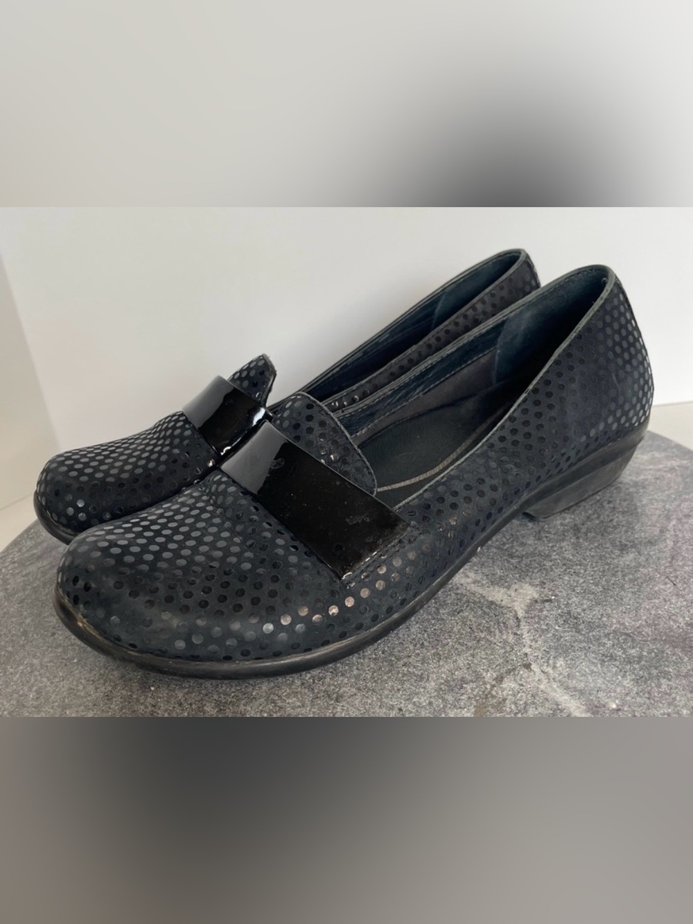 Dansko Black Polka Dot Loafers Clogs Shoes 40